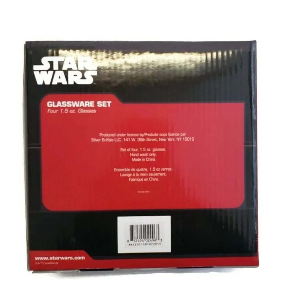 Disney Star Wars 1.5 oz Collectible Glassware Set Of Four Design Shot Glasses